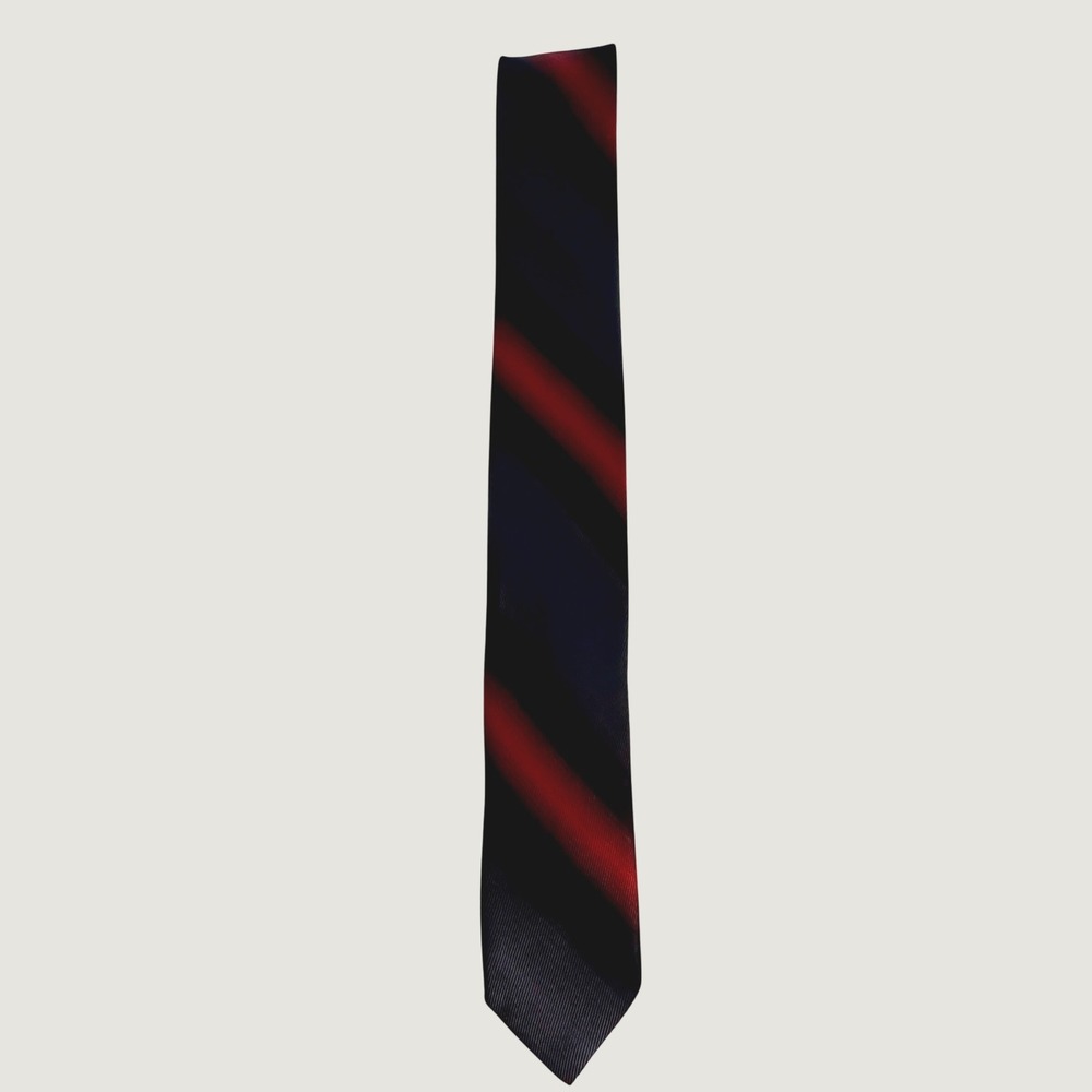 Vintage Skinny 50s Superba Tie Navy Blue Red Striped Dacron Polyester Necktie